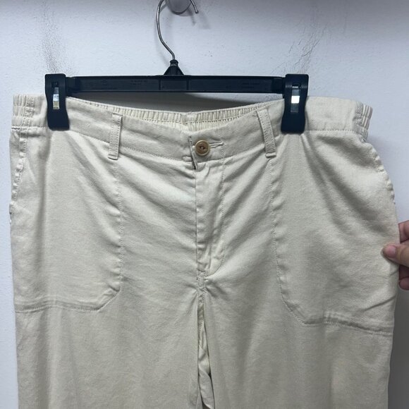 L.L. Bean Womens Beige Cropped Pants Size 14P Cotton/Linen Blend - Picture 3 of 10